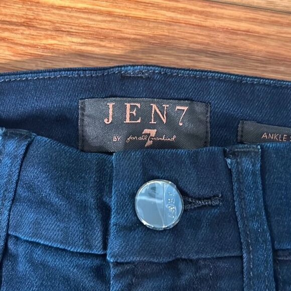 Jen7 7 for all mankind ankle length distressed skinny jeans highrise sz 0 - Picture 4 of 10
